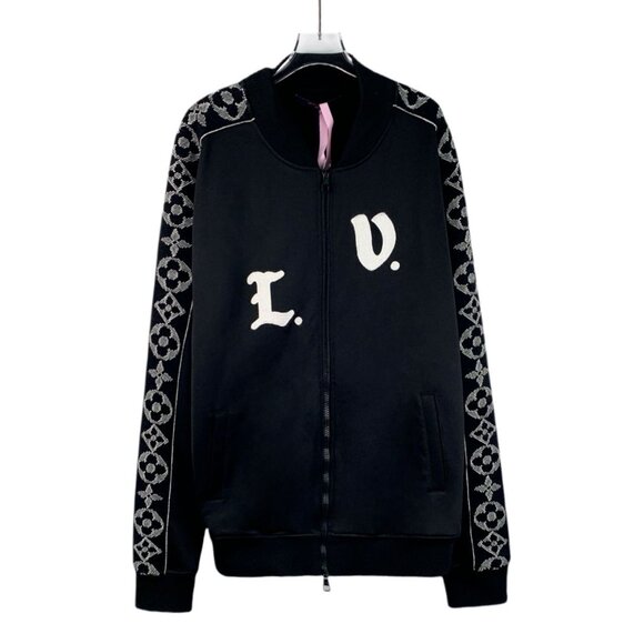 Louis Vuitton LV Black Side Logo Printed Stand-Up Collar Zipper Long-Sleeved Jac - Picture 1 of 8